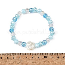 Braccialetti elasticizzati da donna in plastica ABS effetto conchiglia&nbsp;BJEW-JB14386-01