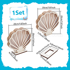 Muschelförmige Aufbewahrungsboxen aus Lindensperrholz mit sichtbarem Fenster&nbsp;AJEW-WH0819-010