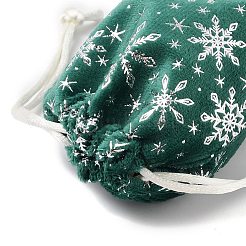 Bolsas de almacenamiento de terciopelo navideño con estampado plateado&nbsp;ABAG-Q053-01B-01F
