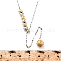 Collares de cadena de cable con cuentas redondas de acero inoxidable 304&nbsp;NJEW-D319-02A-GP