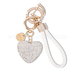 2 portachiavi e ciondolo in pelle PU e lega con strass intrecciati&nbsp;KEYC-CN0001-11D