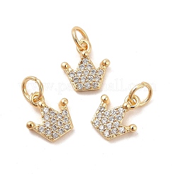 Placage de crémaillère en laiton micro pavé pendentifs en zircone cubique claire&nbsp;KK-E081-14G