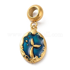 Ionenplattierung (IP) 304 Edelstahl Dodger blau Emaille europäischen baumeln Charms&nbsp;STAS-G308-34G