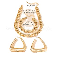 Bracciali e collane in lega con catena a maglie semplici e set di orecchini a triangolo per le donne&nbsp;FS-WG4F616-01