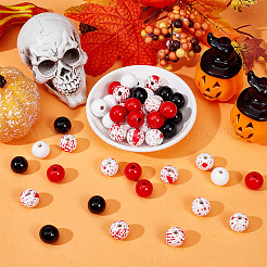 Halloween-Thema bedruckte Naturholzperlen&nbsp;WOOD-ME0001-07