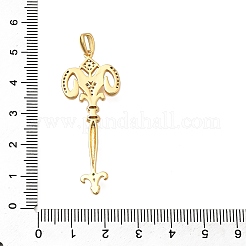 Gros pendentifs en laiton avec zircone cubique de micro pave&nbsp;X1-KK-B147-04G-03