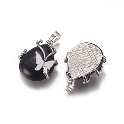 Natürlichen schwarzen Obsidian Anhänger&nbsp;G-K296-B01