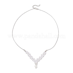 Collane con catena in ottone e ciondolo a V con perline rotonde in plastica ABS e perle sintetiche&nbsp;NJEW-JN05299