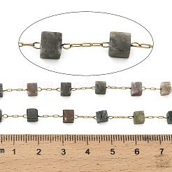 Handgefertigte 304 Edelstahl indische Achatperlen Würfel Gliederketten&nbsp;CHS-B011-02G-02