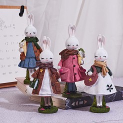 Statue de lapin debout en résine sculpture de lapin figurine de lapin de table pour la décoration de la maison de table de jardin de pelouse (blanc)&nbsp;JX082A