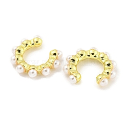 Orecchini a polsino da donna con perle di plastica e ottone placcato a cremagliera&nbsp;EJEW-I302-01G