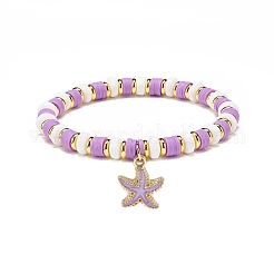 4 pièces 4 couleurs alliage émail étoile de mer extensible bracelets à breloques&nbsp;BJEW-JB08761