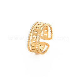 Bague ouverte en acier inoxydable 304 avec placage ionique (IP) en forme de chaîne gourmette pour femme&nbsp;RJEW-S405-228G