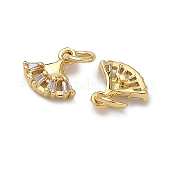 Fächeranhänger aus Messing mit klarem Zirkonia-Pavé&nbsp;KK-H256-16G