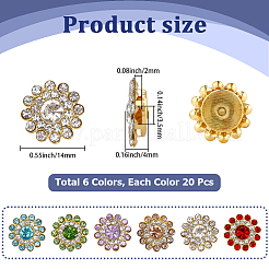 120 Stück 6 Farben Legierung Strass Druckknöpfe&nbsp;DIY-CY0002-30