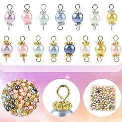 96 Stück 2 Farben Glasperlen runder Verbinder Charms&nbsp;PALLOY-FS00063
