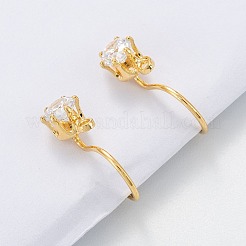 Boucles d'oreilles clip en laiton à micro pavé d'oxydes de zirconium&nbsp;LS-KK-G403-01F-G
