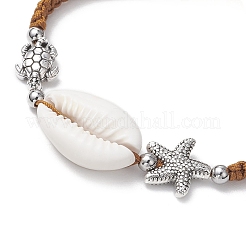 Pulseras de cuentas trenzadas de concha de cauri natural para mujer&nbsp;BJEW-JB11765-04