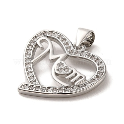 Pendentifs en laiton avec micro pavé de zircone cubique pour la fête des mères&nbsp;ZIRC-P114-09P