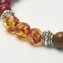 Braccialetti di stirata in rilievo di pietra preziosa mista&nbsp;X-BJEW-P071-01