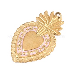 Pendentifs en acier inoxydable 304 émaillé rose&nbsp;STAS-E524-04G