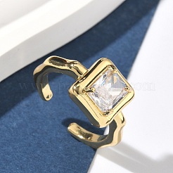 Offene Manschettenringe aus Messing mit Zirkonia/Glas&nbsp;RJEW-C158-05G