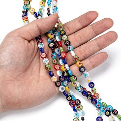 Flache runde handgemachte Millefiori Glasperlen&nbsp;X-LK-R004-54