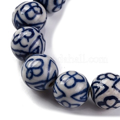 Hebras de perlas de porcelana azul y blanco hechas a mano&nbsp;PORC-I027-01A