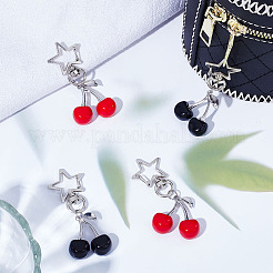 4 pendentif décoratif en alliage émaillé cerise 2 couleurs&nbsp;HJEW-GO00111