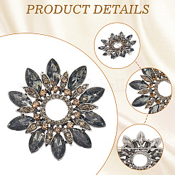 Broches de rhinestone de aleación de flores para ropa de mochila&nbsp;JEWB-WH20011-02B