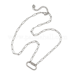 Colliers avec pendentif mousqueton ovale en acier inoxydable 304 et chaîne trombone texturée&nbsp;NJEW-JN06576-01