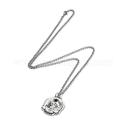 Halsketten mit Totenkopf-Strassanhänger und Rolo-Ketten&nbsp;NJEW-F309-06