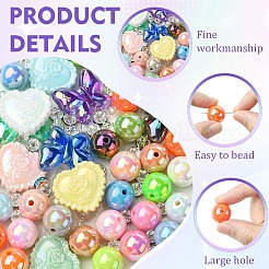 40 pièce de perles acryliques irisées arc-en-ciel plaquées UV de formes mixtes&nbsp;DIY-YW0017-03