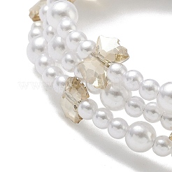 Braccialetti multistrato con perline di imitazione in vetro e plastica ABS&nbsp;BJEW-JB12321-02