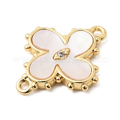 Breloques de connecteur de liens de fleur de zircone cubique clair pavé en laiton&nbsp;KK-G553-03G