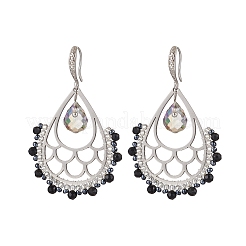 Natürliche schwarze Onyx-Ohrhänger im Boho-Stil&nbsp;EJEW-MZ00301