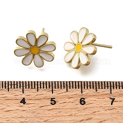 Ohrstecker mit Blumenmotiv aus Messing mit Emaille&nbsp;EJEW-P322-04G-01