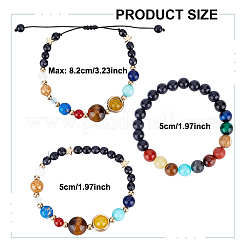 3 bracelet extensible en perles de plastique et pierres précieuses mélangées naturelles et synthétiques&nbsp;BJEW-AN0001-28