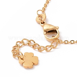 Bracciale a maglie a trifoglio in acciaio inossidabile 304 con placcatura ionica (ip) e ciondoli in perline di vetro per donna&nbsp;STAS-E154-08G