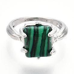 Synthetische Malachit-Geometrie-Fingerringe&nbsp;RJEW-N044-02