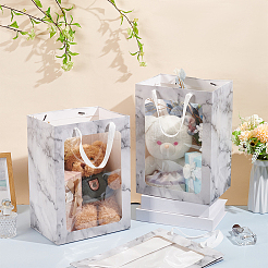 Faltbare Geschenktüten aus Papier mit Marmordruck&nbsp;ABAG-WH0038-53