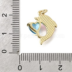 Pendentifs avec zircon cubiques à micro-pavés en laiton&nbsp;KK-D255-03G-01