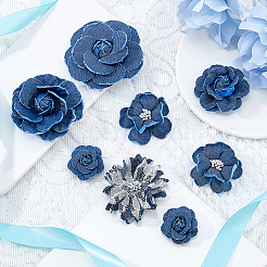 10 pz 7 stili fiore denim per vestiti accessori per indumenti decorativi&nbsp;DIY-HS0001-82B