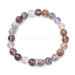 Pulseras elásticas de cuentas de cuarzo rutilado natural para mujeres y hombres&nbsp;BJEW-JB14038