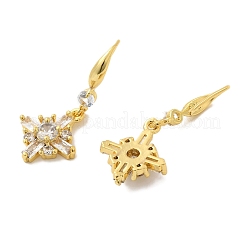 Orecchini pendenti con micro pavé di zirconi cubici in ottone placcato a croce&nbsp;EJEW-K289-02G