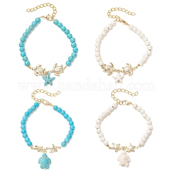 Armbänder mit Anhängern aus Edelstahl 304 und synthetischem Türkis&nbsp;BJEW-JB14065