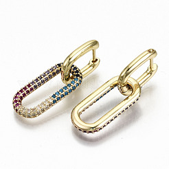 Latón micro pavimenta circonio cúbico pendientes de aro huggie&nbsp;EJEW-S208-127-NF