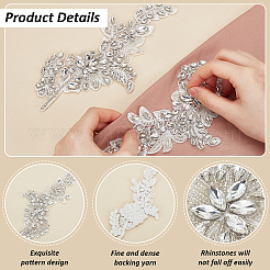Applicazioni di pizzo ricamate con fiori di stoffa di nylon fatte a mano con strass di vetro per accessori di costume&nbsp;DIY-WH0430-819