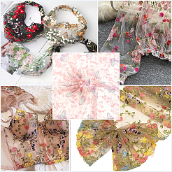 Tissu de broderie en dentelle polyester de 2 mètre&nbsp;DIY-CY0003-01A