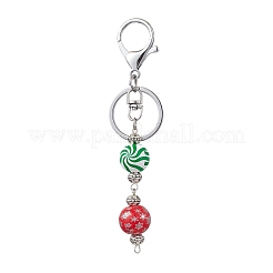 Porte-clés en perles rondes en bois naturel teinté&nbsp;KEYC-JKC00931
